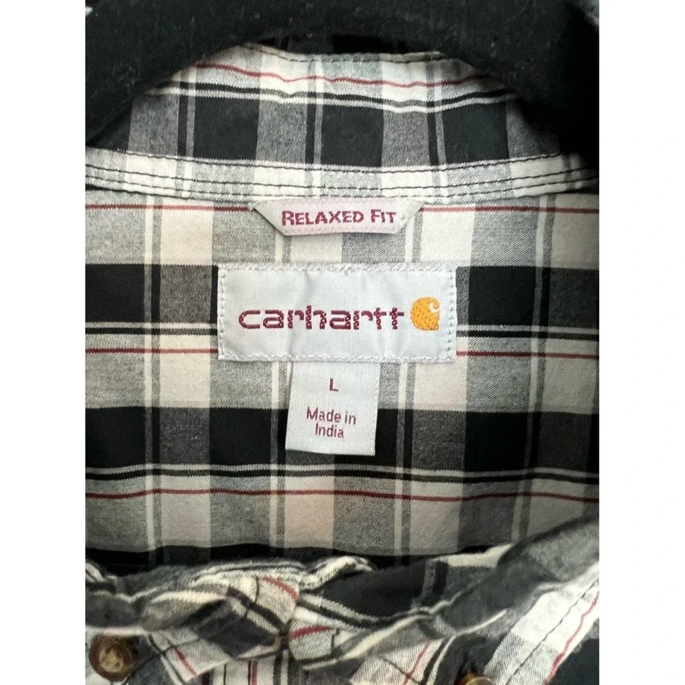 Carhartt Black & White Plaid Short-Sleeve Button-Down Shirt‎ Size L